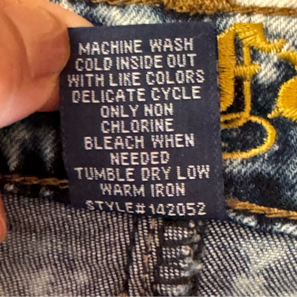 BLUE FAITH. Distressed Jean Skirt. Button Closure. Size Small. Two front… - Picture 6 of 14